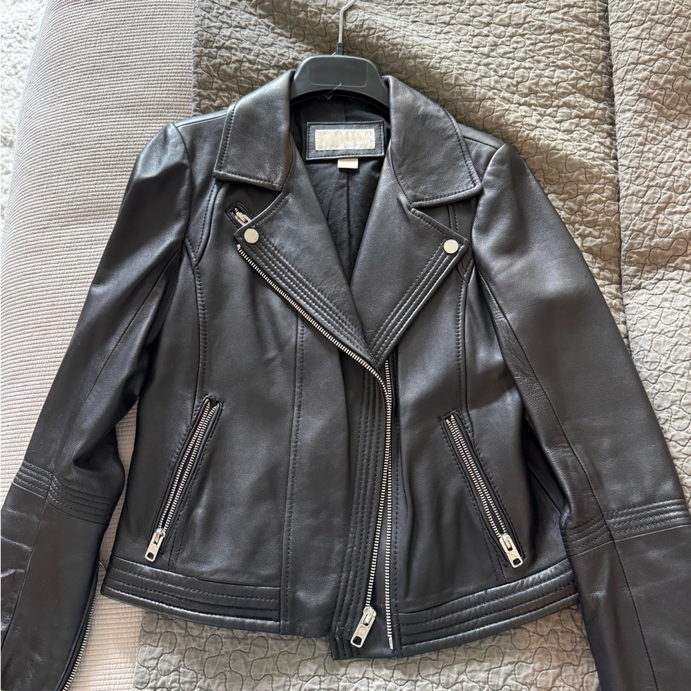 Michael Kors Leather Black Moto  Jacket
